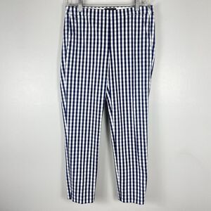 J Crew Women's Gingham Pants Sz 2 Plaid Ankle Navy Preppy Picnic Vacation
